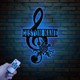 Personalized Music Notes Metal Wall Art Led Light, Musician Name Sign, Customized Gift for Musician, Music Teacher Gift, Music Lover Gift