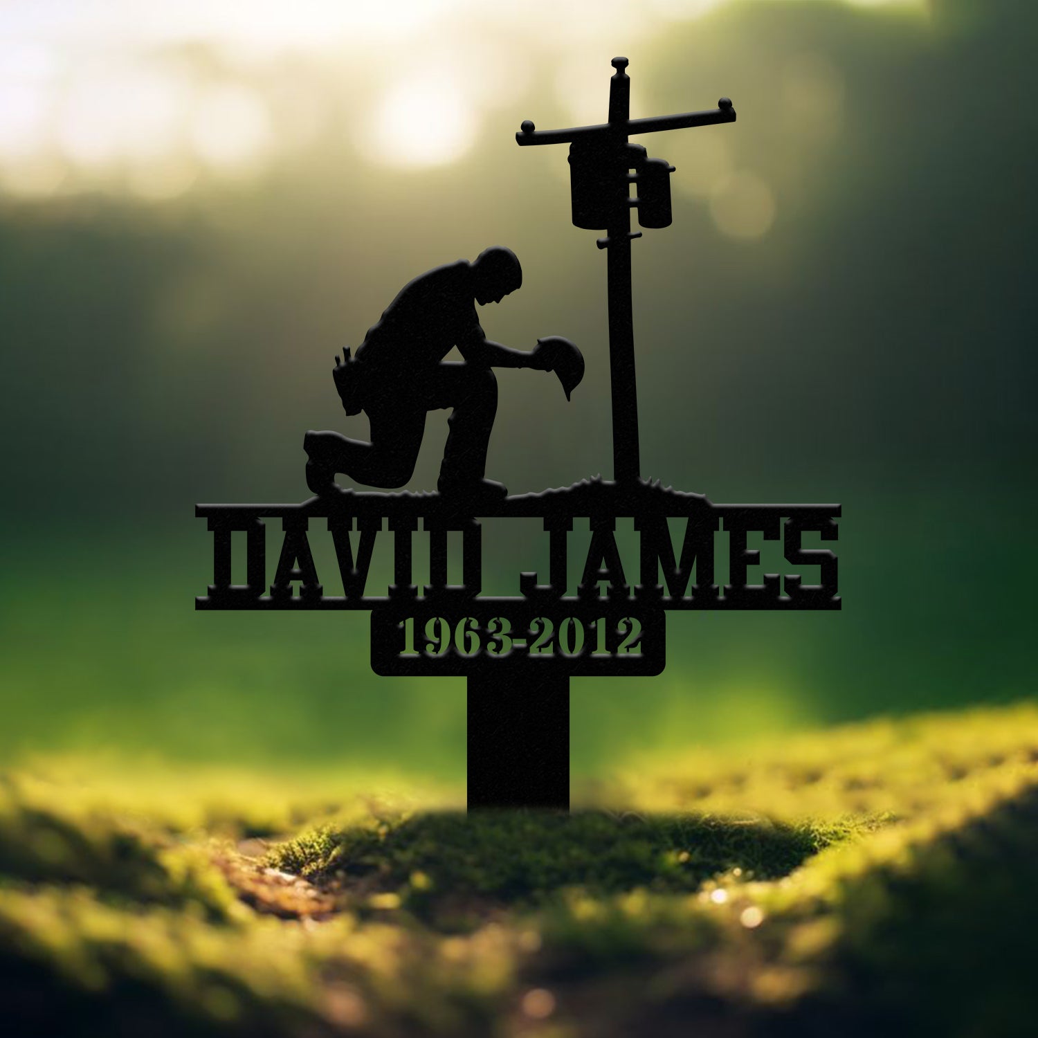 Custom Electrician Lineman with Cross Memorial Stake, Lineman Memorial Sign, Sympathy Sign, Grave Marker, Remembrance Stake, Dad Loss