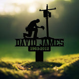Custom Electrician Lineman with Cross Memorial Stake, Lineman Memorial Sign, Sympathy Sign, Grave Marker, Remembrance Stake, Dad Loss