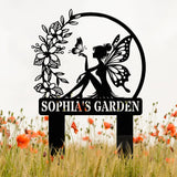 Custom Fairy Metal Garden Sign, Flower Garden Sign, Fairy Garden Stake, Outdoor Garden Yard Decor, Metal Fairy Garden Art, Gardener Gift