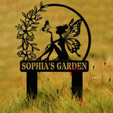 Custom Fairy Metal Garden Sign, Flower Garden Sign, Fairy Garden Stake, Outdoor Garden Yard Decor, Metal Fairy Garden Art, Gardener Gift
