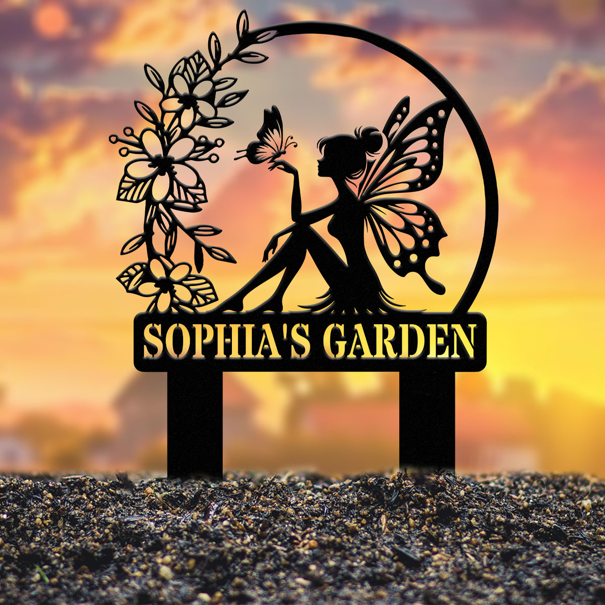Custom Fairy Metal Garden Sign, Flower Garden Sign, Fairy Garden Stake, Outdoor Garden Yard Decor, Metal Fairy Garden Art, Gardener Gift