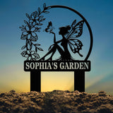 Custom Fairy Metal Garden Sign, Flower Garden Sign, Fairy Garden Stake, Outdoor Garden Yard Decor, Metal Fairy Garden Art, Gardener Gift