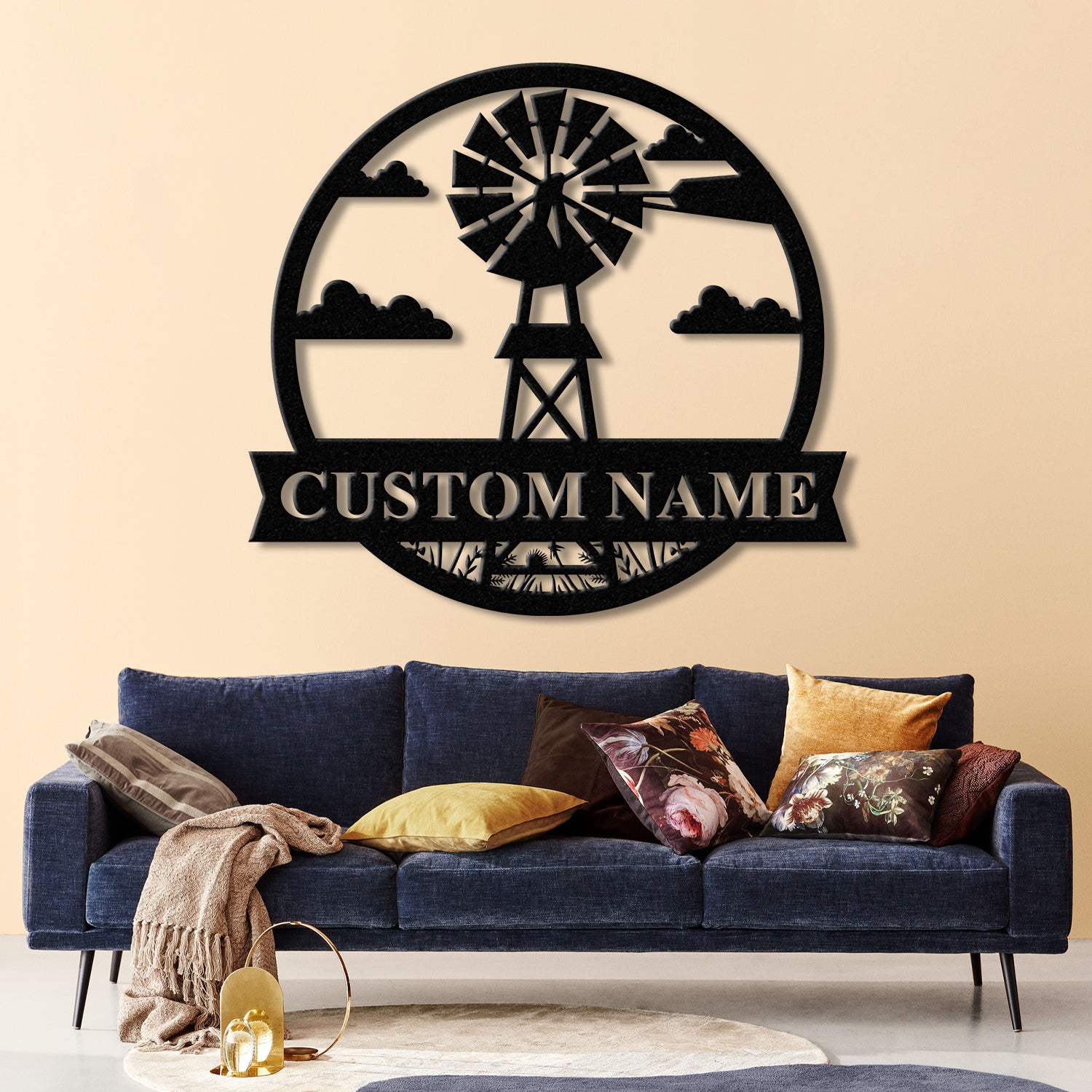 Personalized Windmill Metal Sign with Led Light, Custom Windmill Sign, Windmill Decor, Metal Family Name Sign, Farmhouse Decor