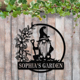 Personalized Floral Garden Gnome Yard Sign, Custom Gnome Gifts, Gnome Metal Art, Yard Decor, Outdoor Lawn Decor, Garden Decor
