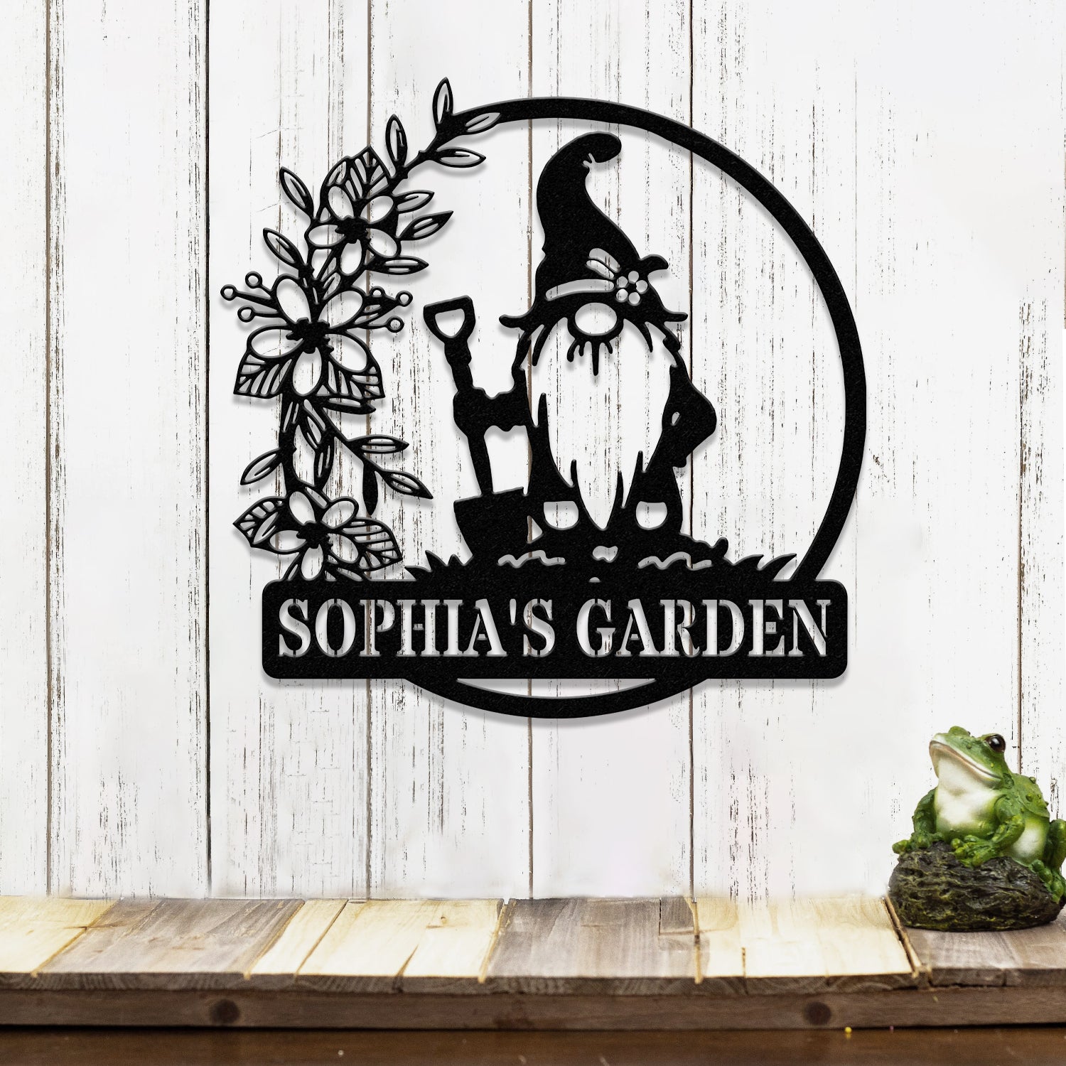 Personalized Floral Garden Gnome Yard Sign, Custom Gnome Gifts, Gnome Metal Art, Yard Decor, Outdoor Lawn Decor, Garden Decor