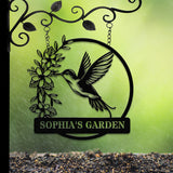 Custom Hummingbird Metal Garden Decor, Hummingbird Garden Sign, Hummingbird wall art, Personalized Garden Decor, Custom Garden Name Sign