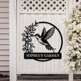 Custom Hummingbird Metal Garden Decor, Hummingbird Garden Sign, Hummingbird wall art, Personalized Garden Decor, Custom Garden Name Sign