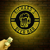 Beer Bar Metal Sign, Personalized Bar Sign, Custom Pub Decor, Metal Wall Art for Man Cave, Home Bar Sign, Bar Name Plaque