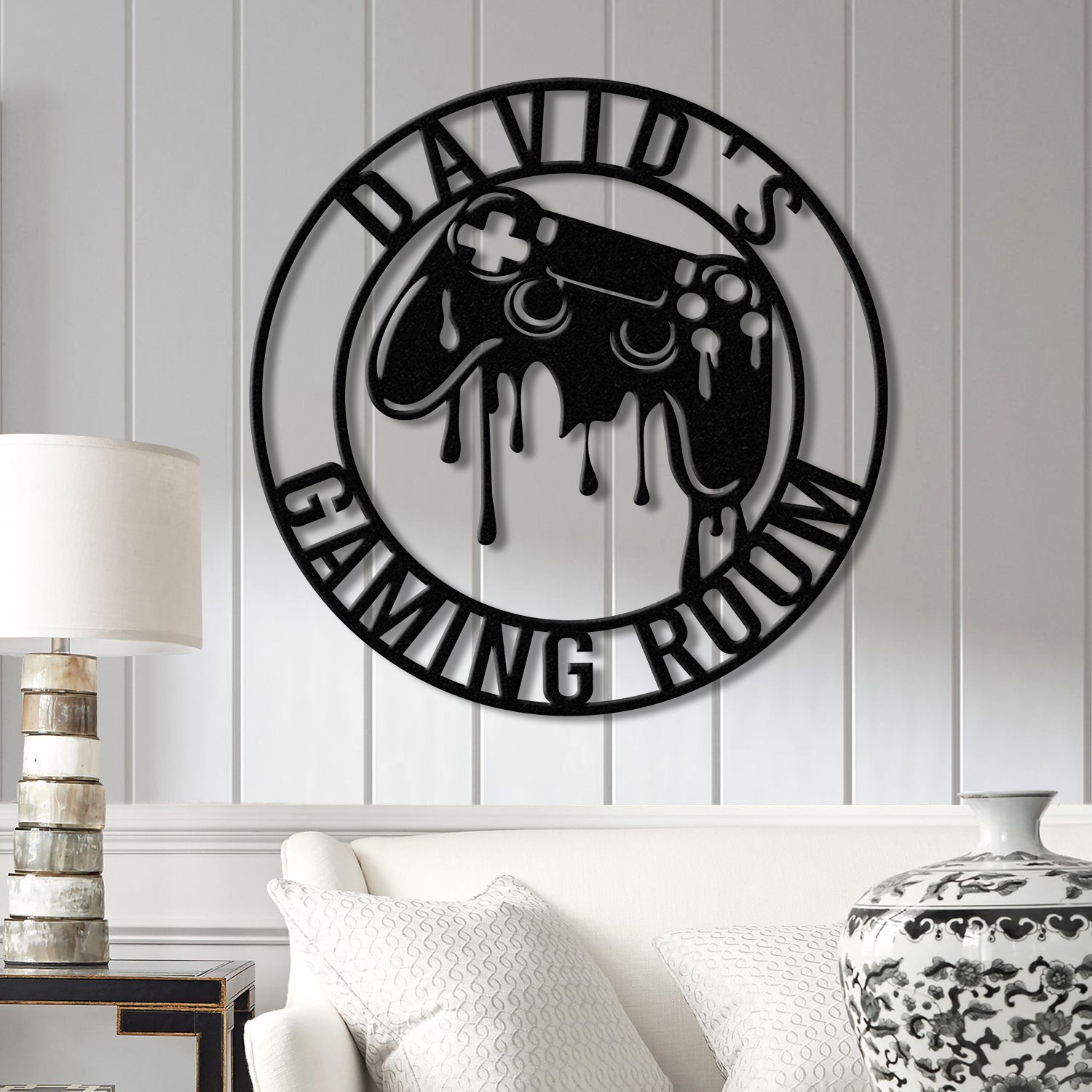 Custom Gaming Room Metal Sign with LED Lights, Personalized Game Controller Wall Decor, Gamer LED Sign, Gift for Video Game Lovers