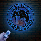 Custom Gaming Room Metal Sign with LED Lights, Personalized Game Controller Wall Decor, Gamer LED Sign, Gift for Video Game Lovers