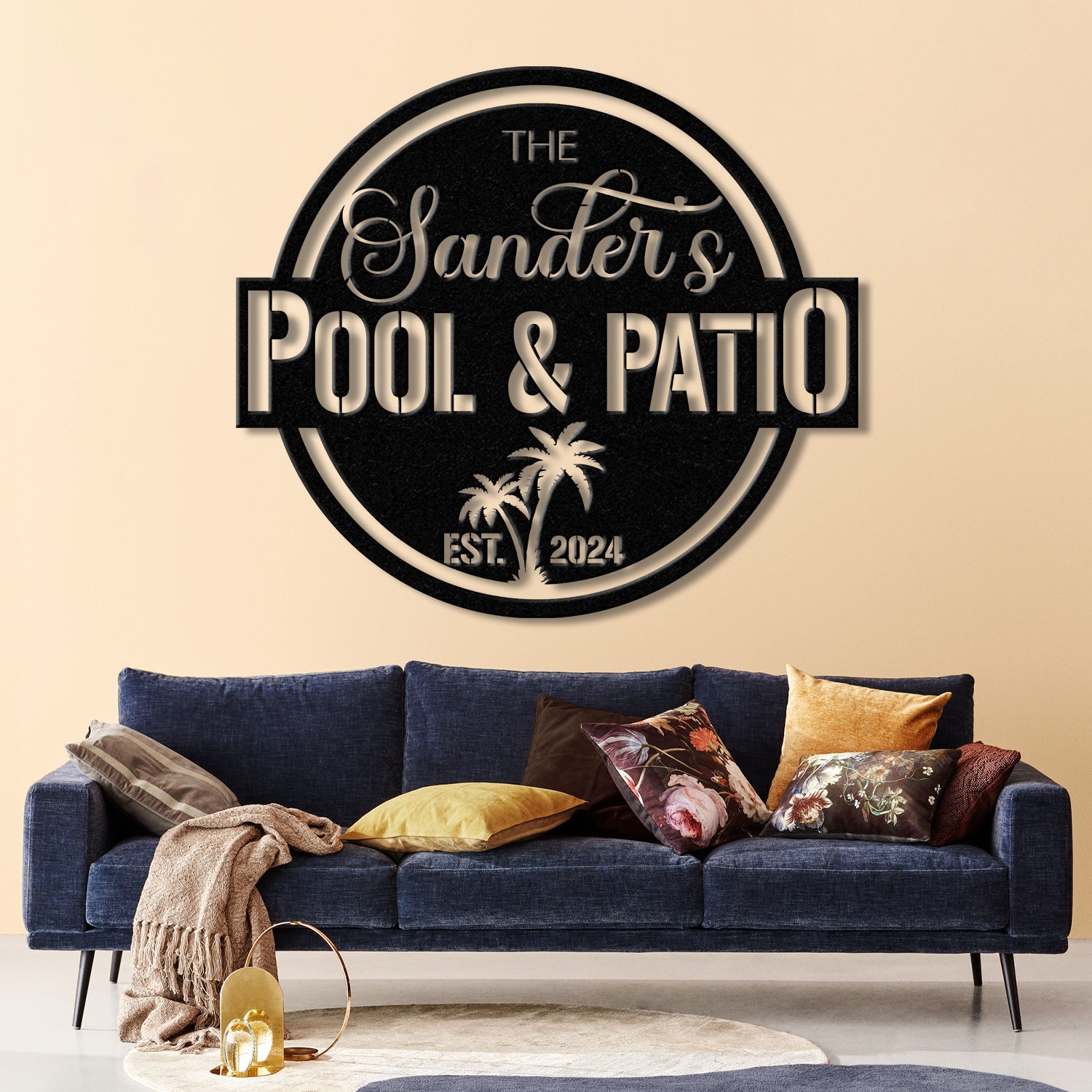 Custom Pool & Patio Metal Sign, Personalized Swimming Pool Decor, Outdoor Backyard Wall Art, Farmhouse Style Pool Sign for Outdoor Decor