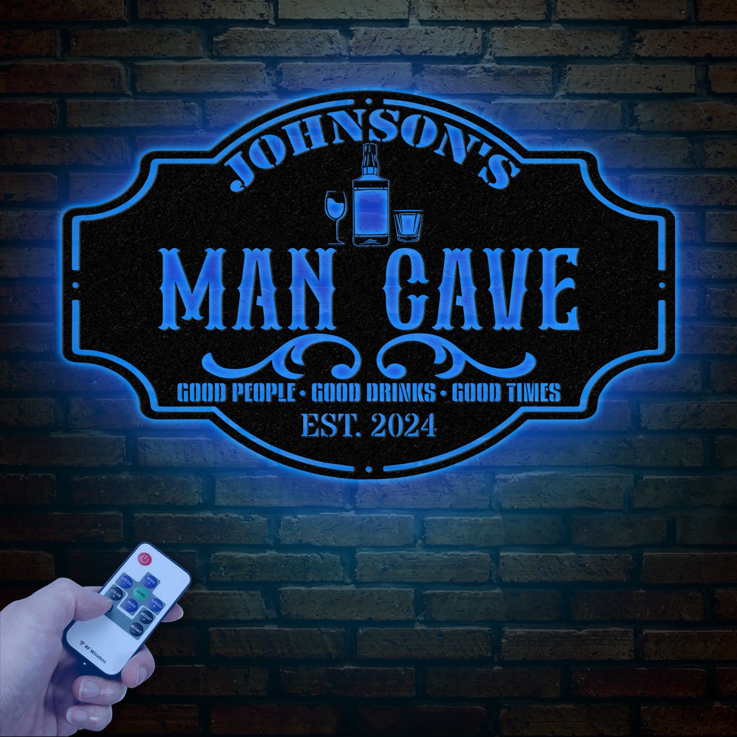 Custom LED Man Cave Metal Sign - Personalized Bar Wall Art - Unique Father's Day Gift - Man Cave Decor with LED Lights