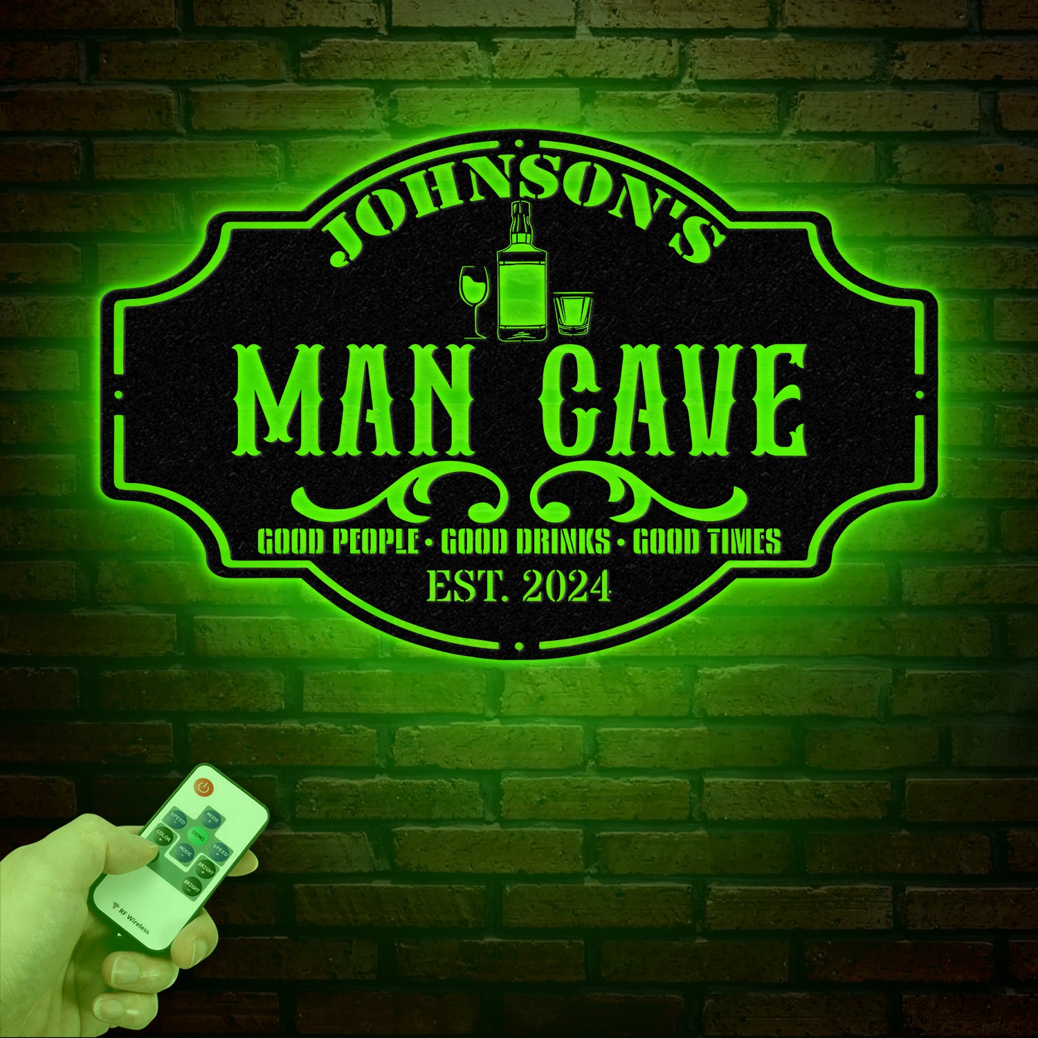 Custom LED Man Cave Metal Sign - Personalized Bar Wall Art - Unique Father's Day Gift - Man Cave Decor with LED Lights