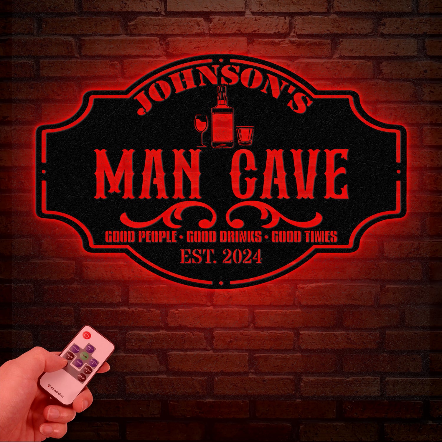 Custom LED Man Cave Metal Sign - Personalized Bar Wall Art - Unique Father's Day Gift - Man Cave Decor with LED Lights