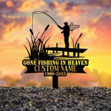 Custom Bass Fishing Memorial Stake - Personalized Fisherman Grave Marker - Metal Cemetery Plaque - Memorial Sympathy Sign
