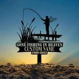 Custom Bass Fishing Memorial Stake - Personalized Fisherman Grave Marker - Metal Cemetery Plaque - Memorial Sympathy Sign