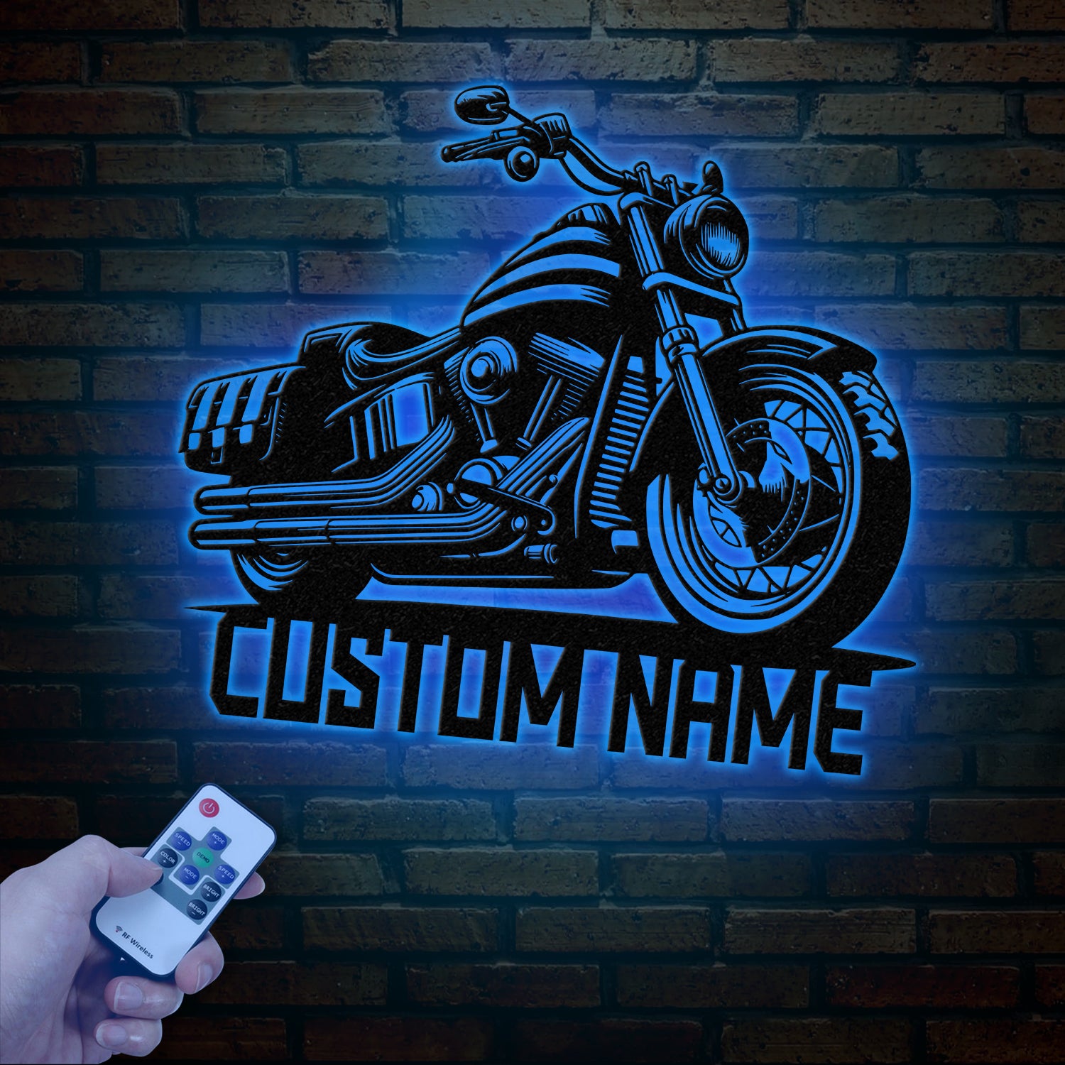 Custom Motorcycle Sign with LED Lights - Motorbike Metal Wall Art - Personalized Biker Name Sign - Housewarming & Father's Day Gift