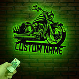 Custom Motorcycle Sign with LED Lights - Motorbike Metal Wall Art - Personalized Biker Name Sign - Housewarming & Father's Day Gift
