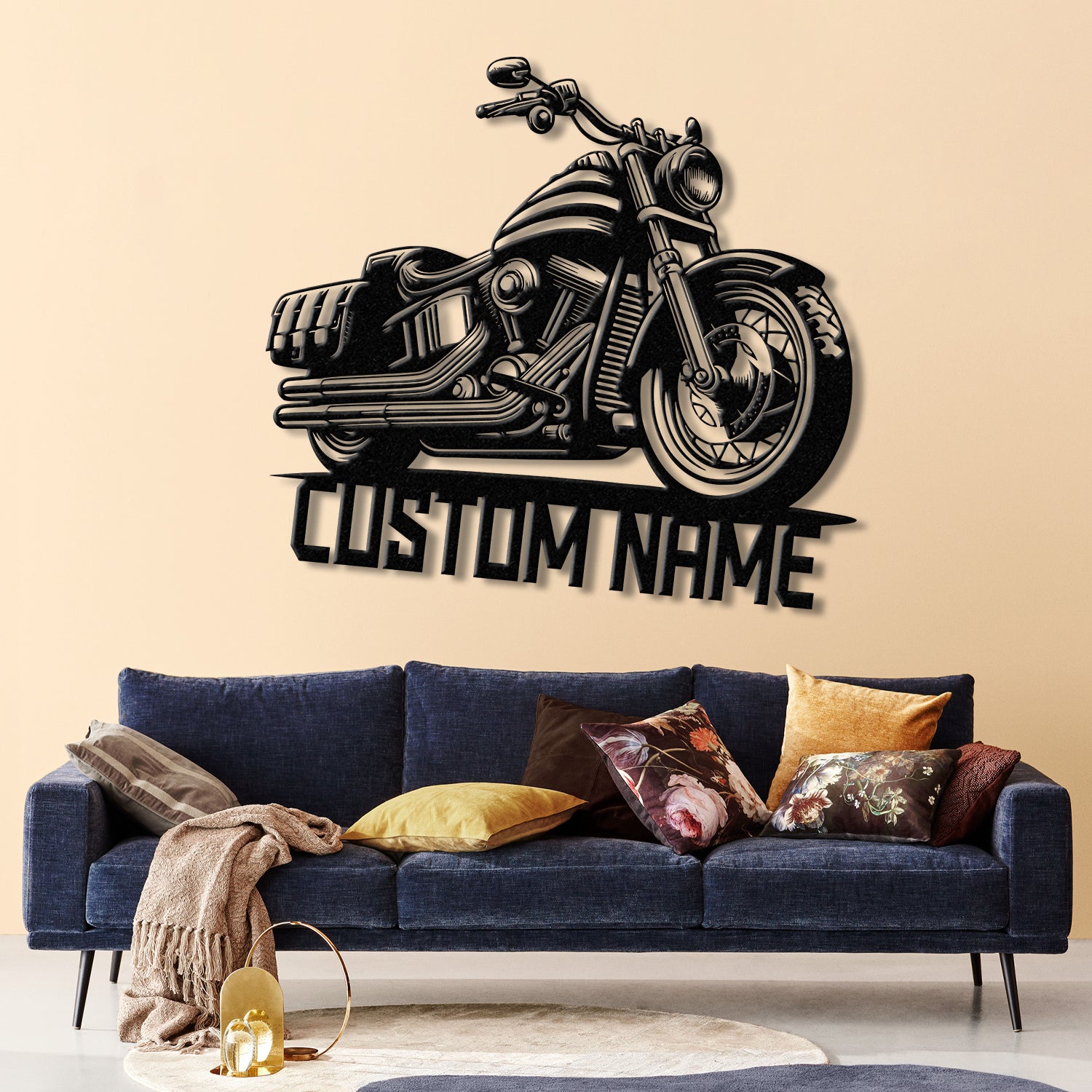 Custom Motorcycle Sign with LED Lights - Motorbike Metal Wall Art - Personalized Biker Name Sign - Housewarming & Father's Day Gift