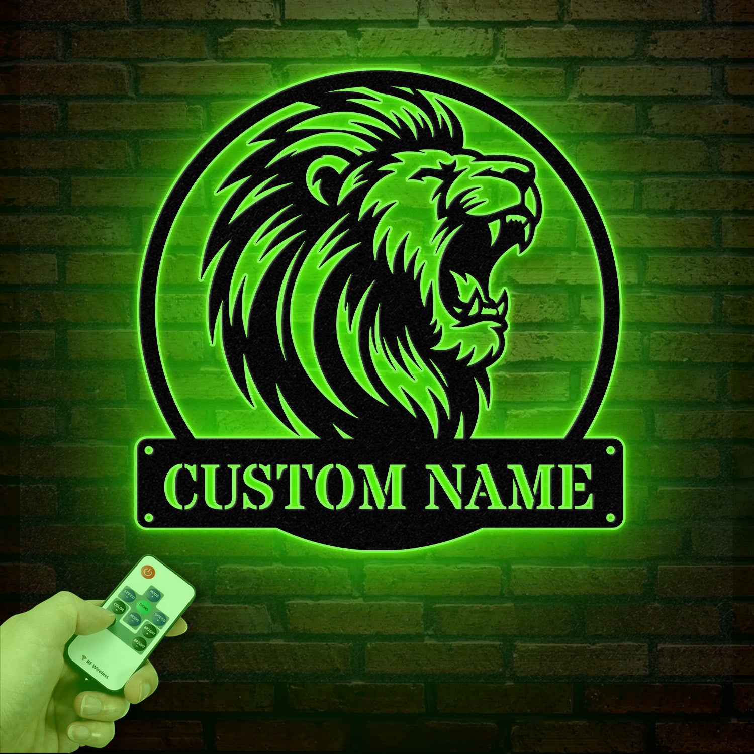 Custom Lion Metal Sign with LED Lights, Personalized Lion Head Wall Art, Animal Wall Decor for Nursery & Office, Lion Name Sign