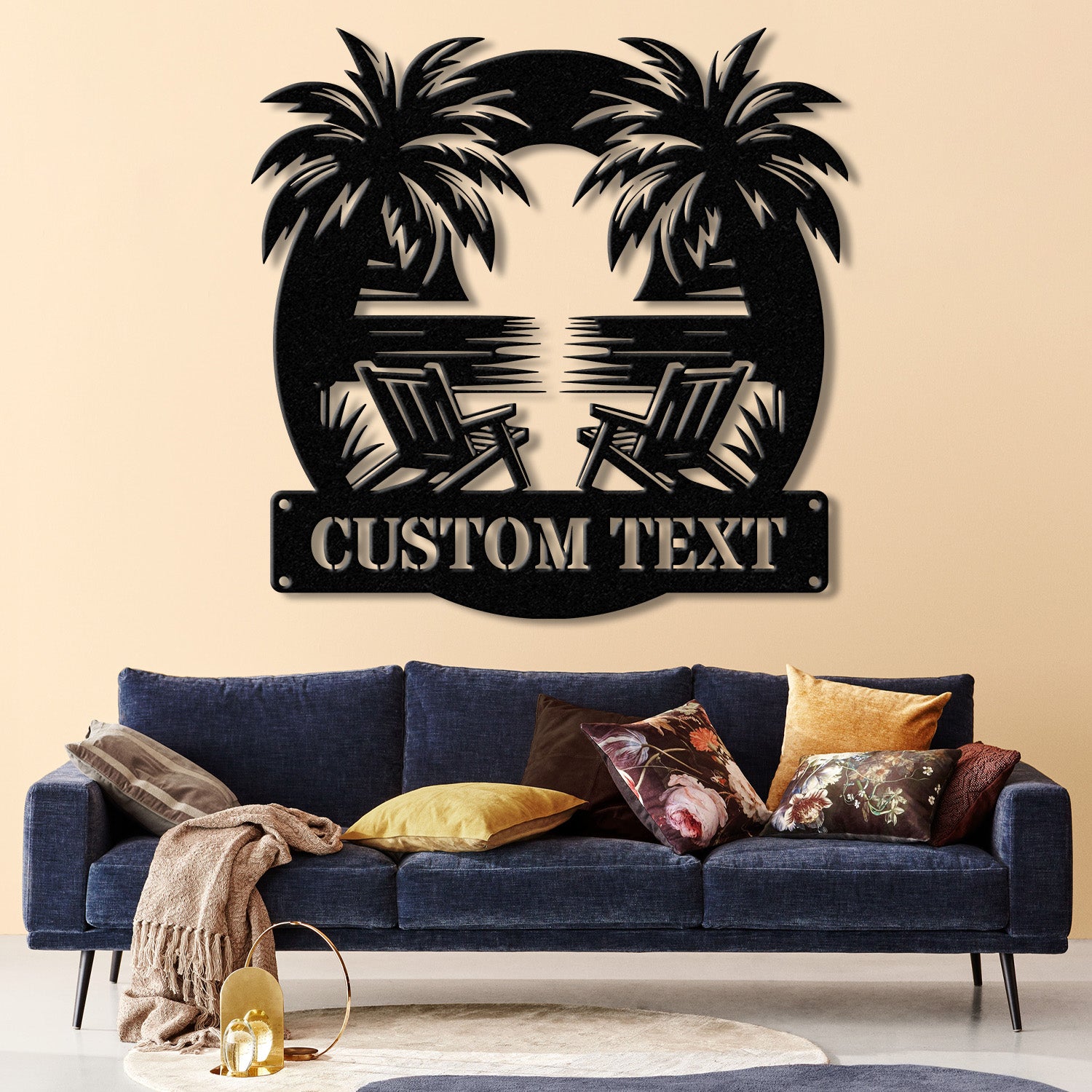 Personalized Metal Beach House Sign with LED Lights, Custom Nautical Decor, Coastal Lake House Sign, Metal Oasis Sign, Sunset Beach Decor