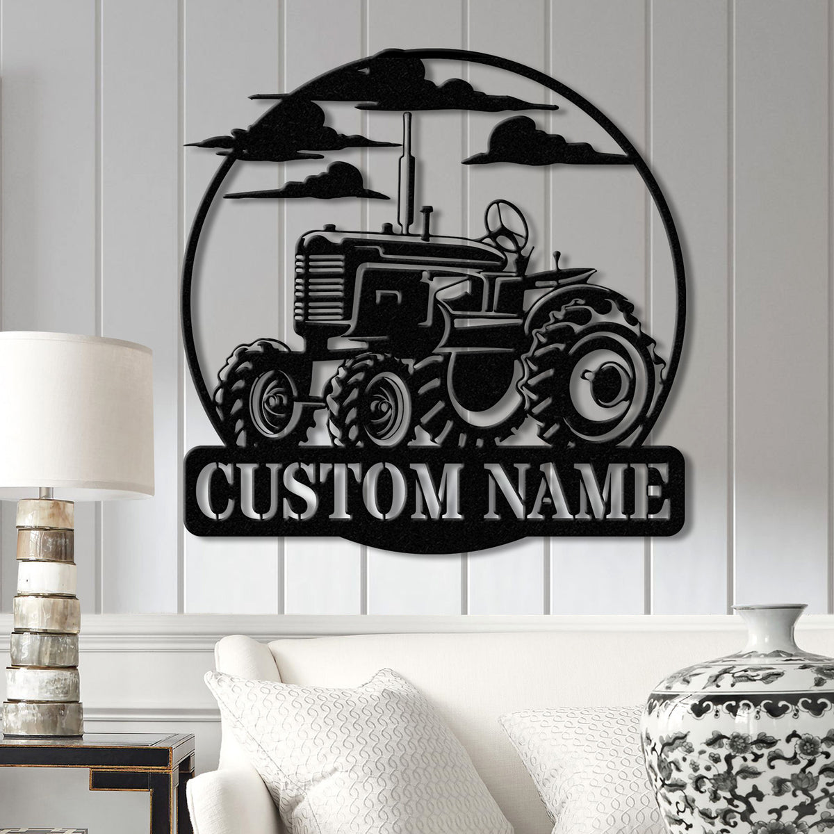 Custom Tractor Driver Metal Wall Art with LED Light - Personalized Farm Name Sign - Home Decor & Farm Truck Gift for Birthday & Christmas