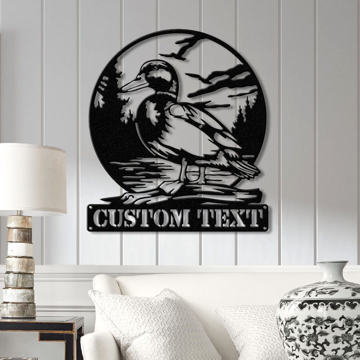 Custom Mallard Duck Metal Wall Art with LED Lights, Personalized Duck Name Sign, Rustic Wall Decor, Man Cave & Cabin Decor, Gift for Hunters