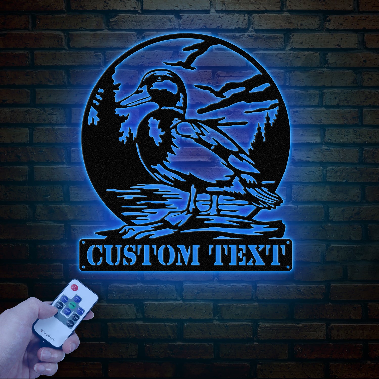 Custom Mallard Duck Metal Wall Art with LED Lights, Personalized Duck Name Sign, Rustic Wall Decor, Man Cave & Cabin Decor, Gift for Hunters
