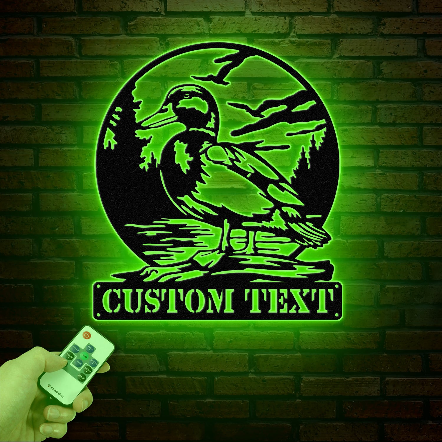 Custom Mallard Duck Metal Wall Art with LED Lights, Personalized Duck Name Sign, Rustic Wall Decor, Man Cave & Cabin Decor, Gift for Hunters