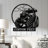 Custom Tractor Driver Metal Wall Art with LED Light - Personalized Farm Name Sign - Home Decor & Farm Truck Gift for Birthday & Christmas