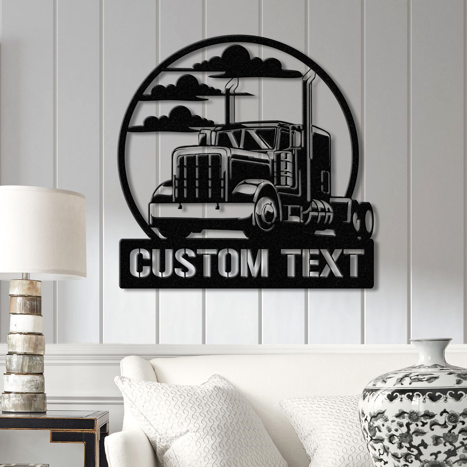 Custom Semi Truck Wall Art with Personalized Name, Truck Driver Decor for Garage & Home, Perfect for Father's Day & Christmas Gifts