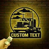 Custom Semi Truck Wall Art with Personalized Name, Truck Driver Decor for Garage & Home, Perfect for Father's Day & Christmas Gifts