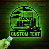 Custom Semi Truck Wall Art with Personalized Name, Truck Driver Decor for Garage & Home, Perfect for Father's Day & Christmas Gifts