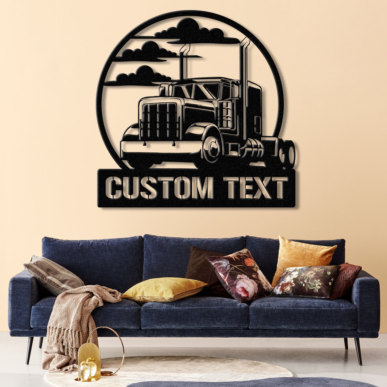 Custom Semi Truck Wall Art with Personalized Name, Truck Driver Decor for Garage & Home, Perfect for Father's Day & Christmas Gifts
