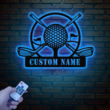 Personalized Golf Metal Sign LED Light, Custom Golfer Name Sign, Golf Gifts for Men, Father's Day Gift, 19th Hole Decor, Birthday Golf Sign