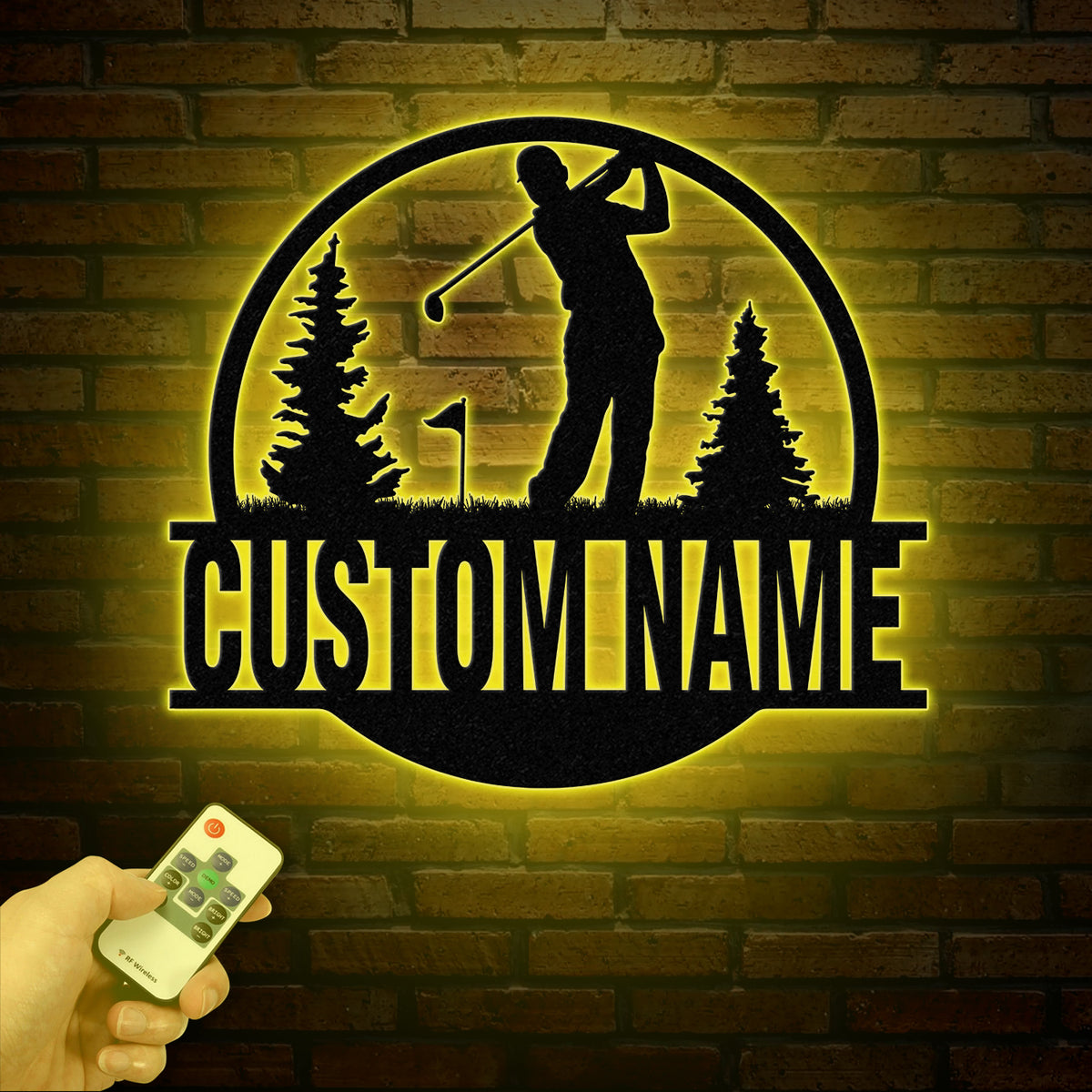 Personalized Golf Metal Sign LED Light, Custom Golfer Name Sign, Golf Gifts for Men, Father's Day Gift, 19th Hole Decor, Birthday Golf Sign