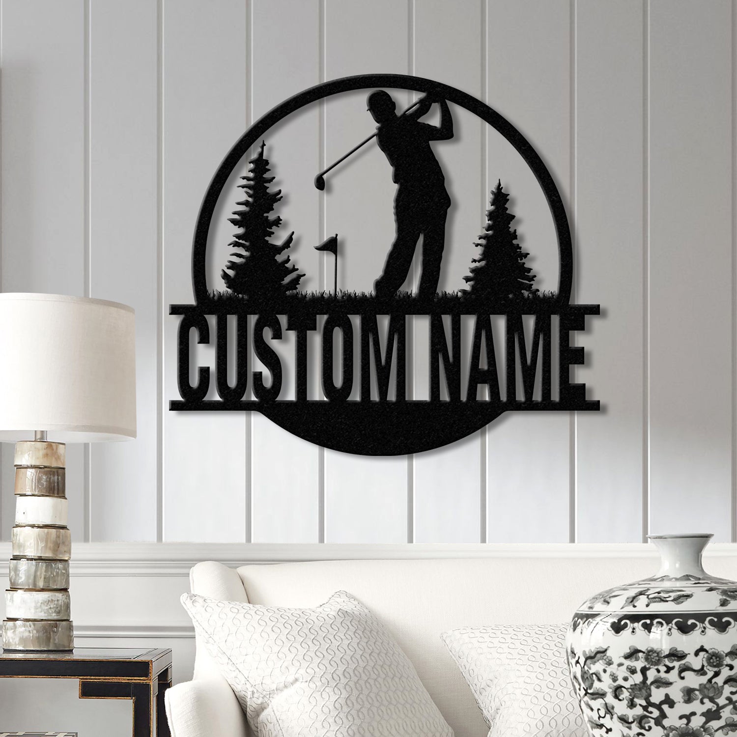Personalized Golf Metal Sign LED Light, Custom Golfer Name Sign, Golf Gifts for Men, Father's Day Gift, 19th Hole Decor, Birthday Golf Sign