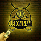 Personalized Golf Metal Sign LED Light, Custom Golfer Name Sign, Golf Gifts for Men, Father's Day Gift, 19th Hole Decor, Birthday Golf Sign
