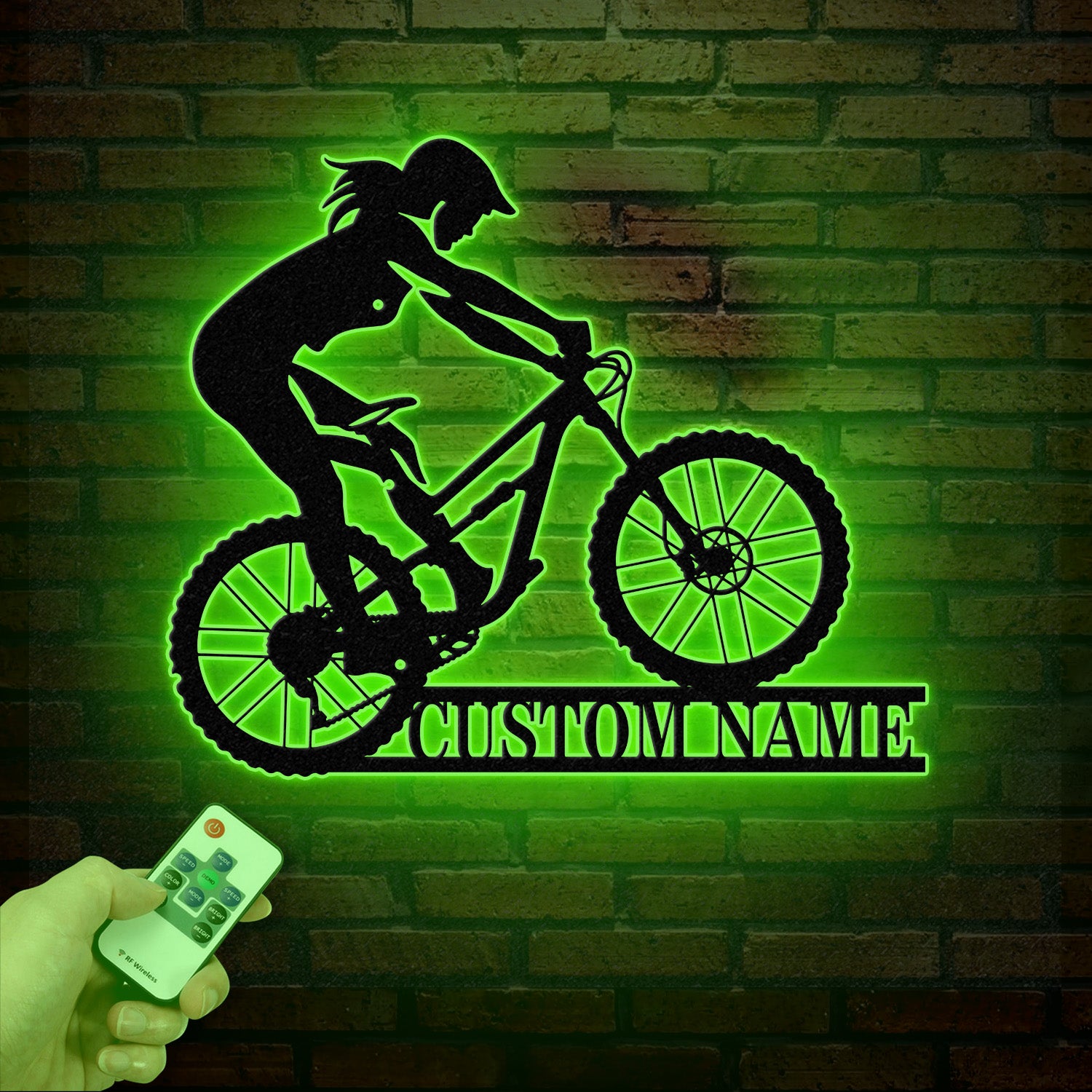 Personalized Women Cycling Metal Sign with LED Lights, Custom Biker Wall Decor, Female Cyclist Metal Art, Women Cycling Home Decor