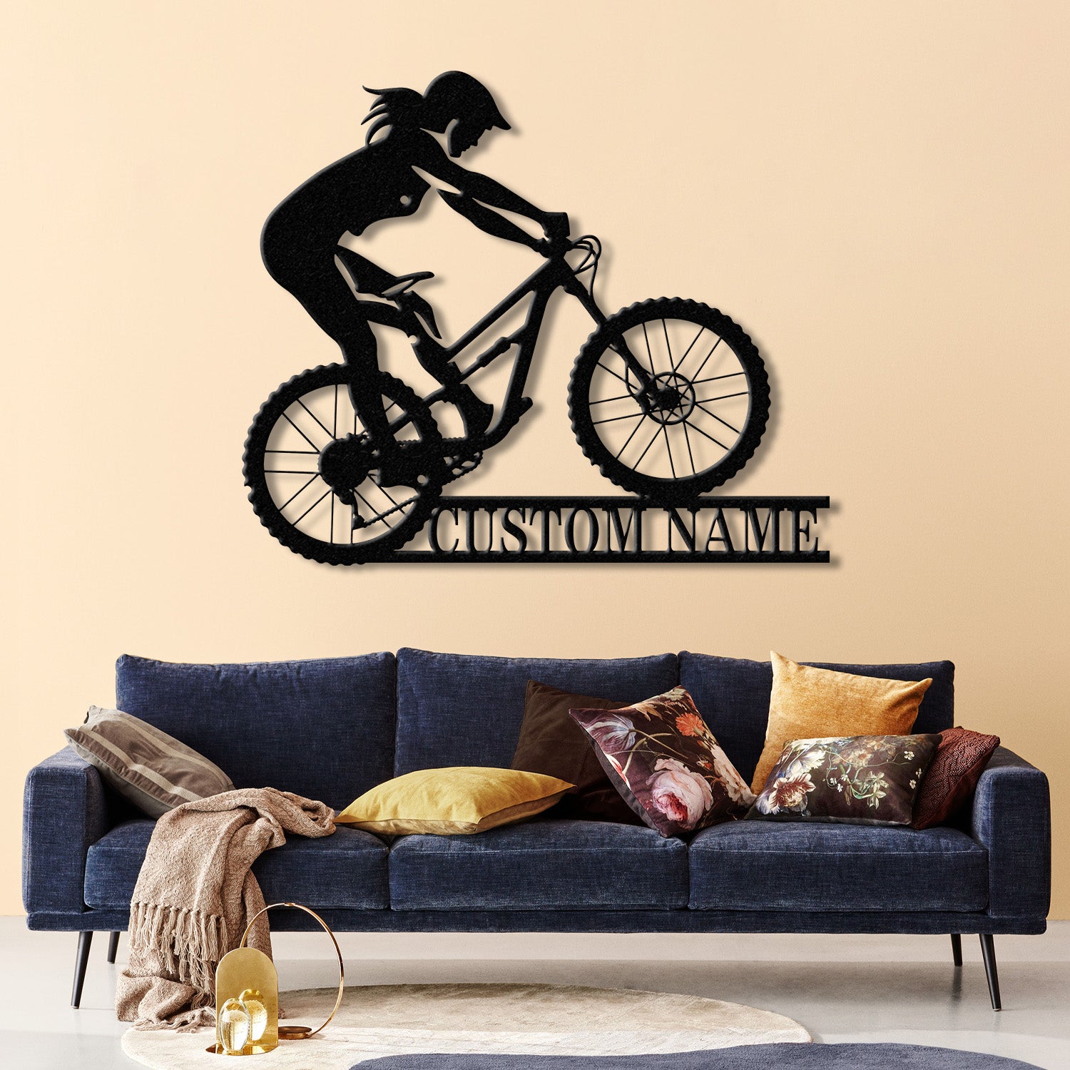 Personalized Women Cycling Metal Sign with LED Lights, Custom Biker Wall Decor, Female Cyclist Metal Art, Women Cycling Home Decor