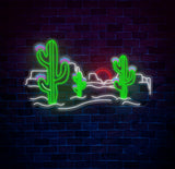 Desert Cactus Neon Sign, Southwestern Landscape Neon Light, Cactus Decor for Bar or Home, Customizable Desert Scene LED Sign, Neon Wall Art"