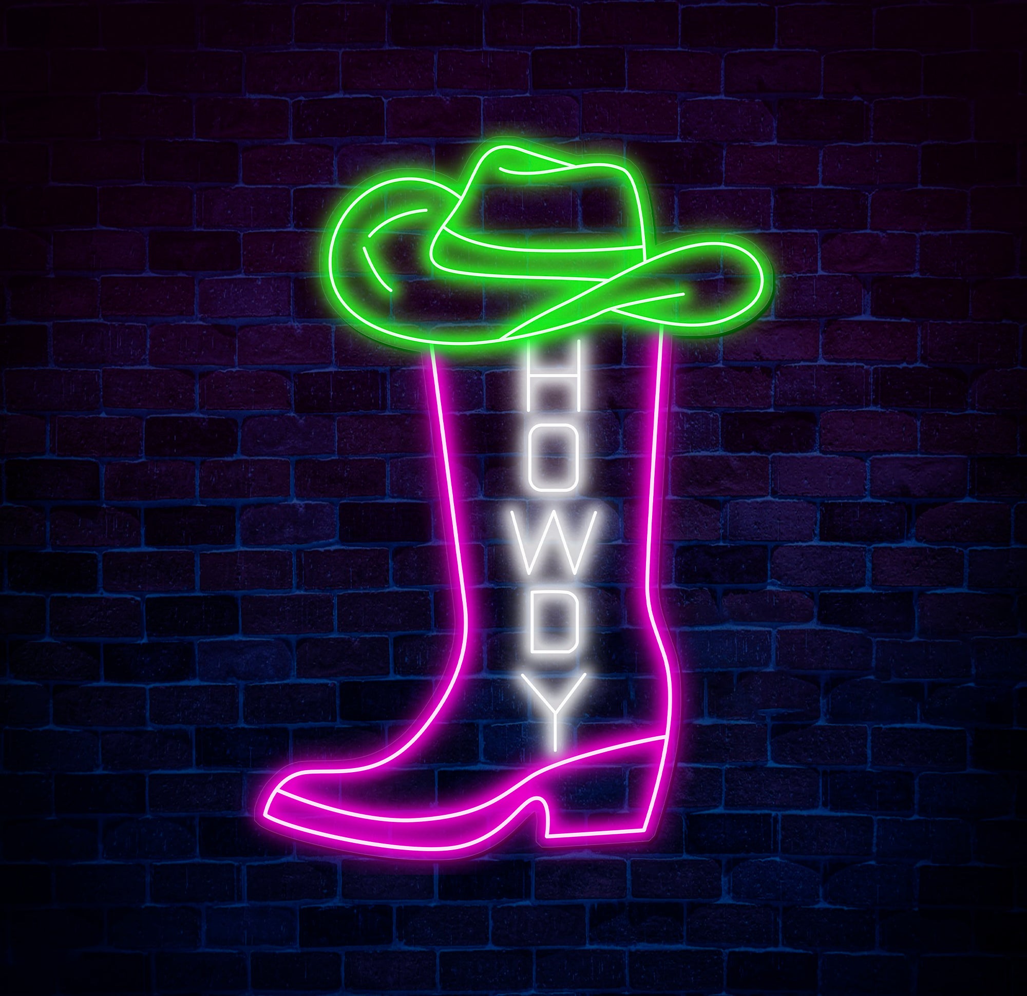 Western Cowboy Boot Neon Sign, Custom Howdy LED Light, Rustic Country Bar Wall Decor, Personalized Neon Art for Western Theme
