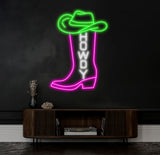 Western Cowboy Boot Neon Sign, Custom Howdy LED Light, Rustic Country Bar Wall Decor, Personalized Neon Art for Western Theme