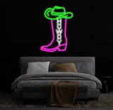 Western Cowboy Boot Neon Sign, Custom Howdy LED Light, Rustic Country Bar Wall Decor, Personalized Neon Art for Western Theme