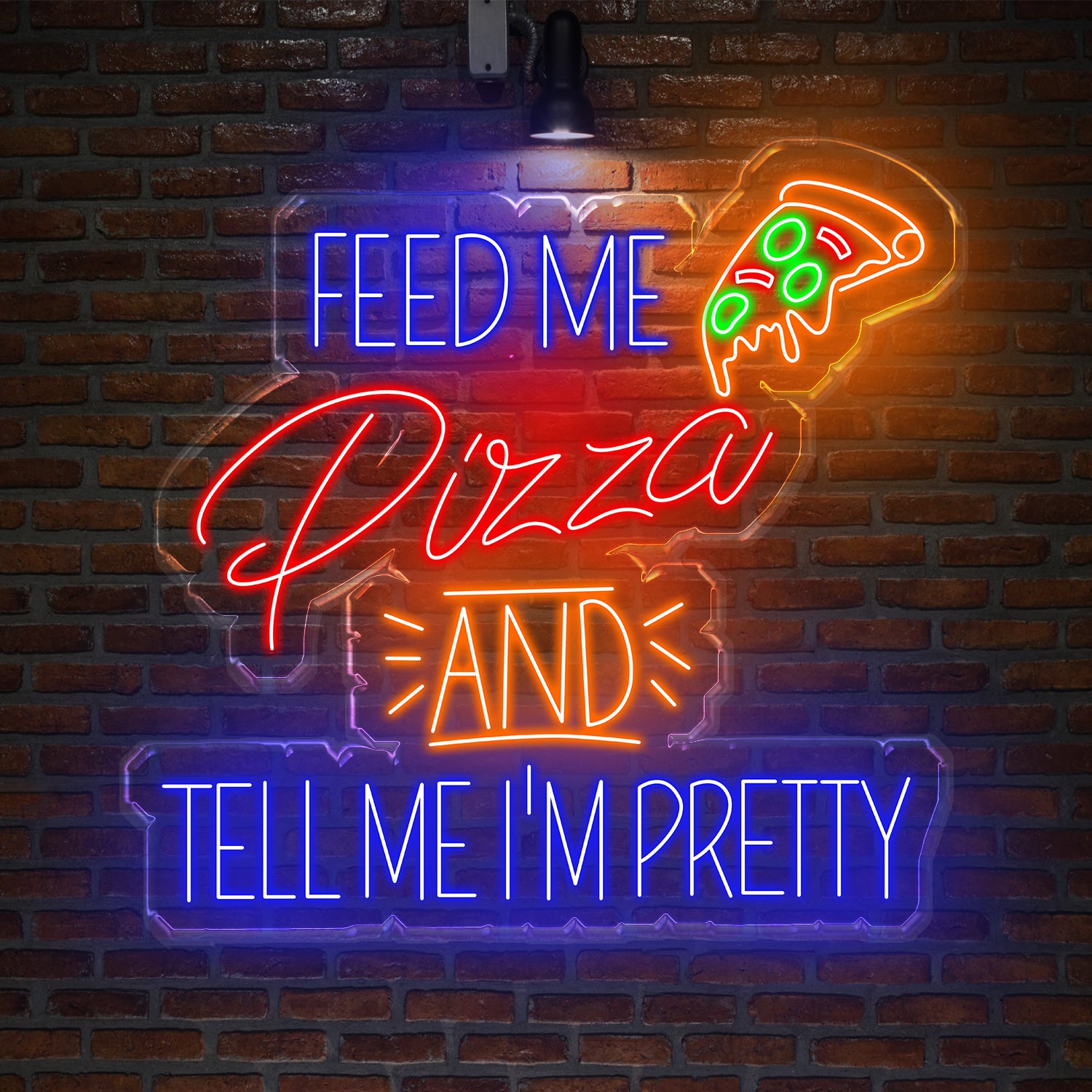 Pizza Neon Sign, Feed Me Pizza Led Sign, Restaurant Sign, Kitchen Neon Sign, Neon Sign Bedroom, Led Neon Sign, Neon Light Sign For Wall