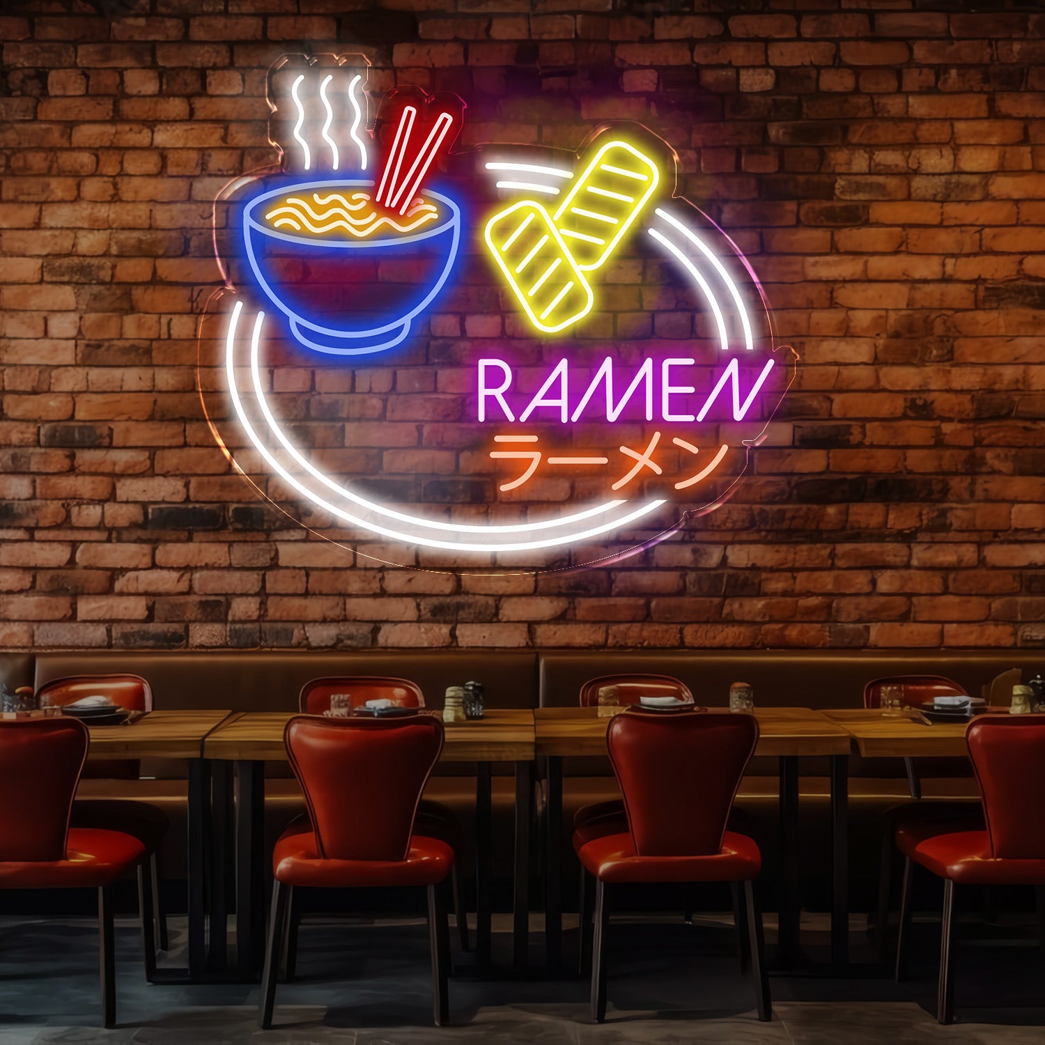 Ramen Neon Sign, Custom LED Ramen Shop Sign, Japanese Restaurant Neon Light, Ramen Bowl LED Decor, Food & Drink Neon Wall Art for Kitchen