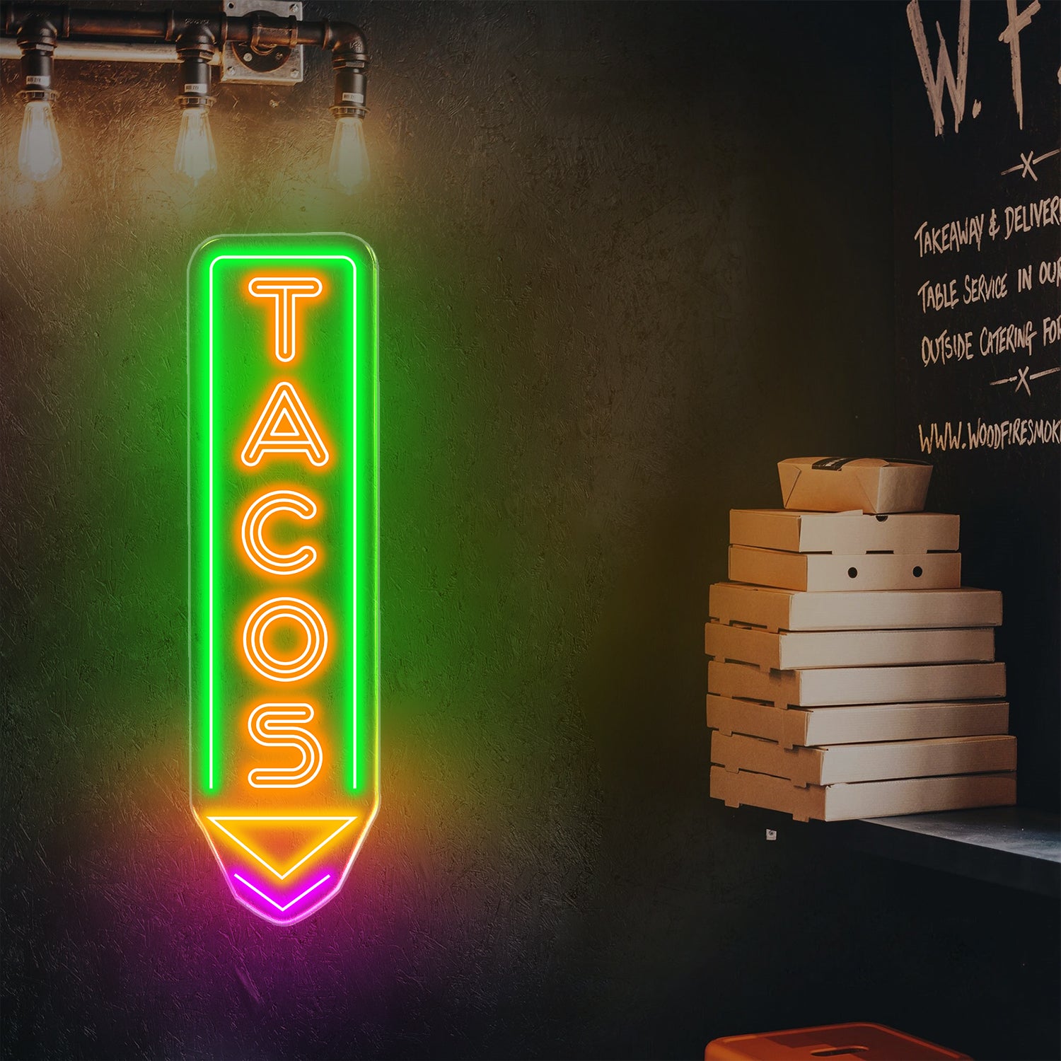 Custom Tacos Neon Sign, LED Tacos Shop Wall Decor, Vertical LED Light for Restaurant, Mexican Food Wall Art, Taco Bar Neon Light Sign