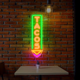 Custom Tacos Neon Sign, LED Tacos Shop Wall Decor, Vertical LED Light for Restaurant, Mexican Food Wall Art, Taco Bar Neon Light Sign