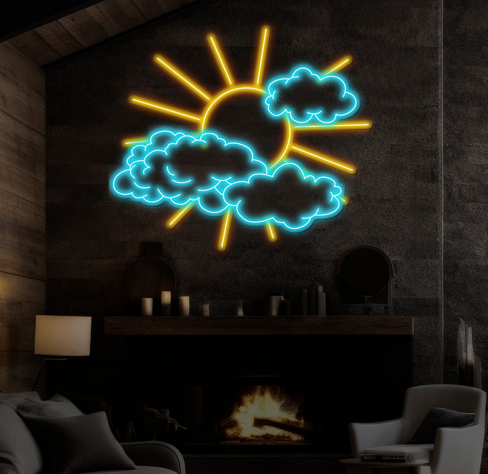 Custom Sun and Clouds Neon Sign, LED Sun Wall Decor for Bedroom, Light Up Cloud Neon Sign, Nature Inspired Wall Art, LED Room Decor